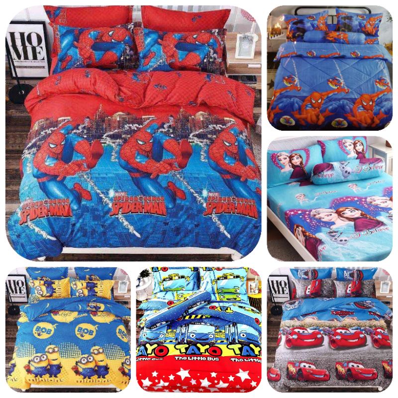 CADAR QUEEN 4 IN 1 CARTOON BEDSHEET / SARUNG TILAM QUEEN 4 IN 1 CORAK KARTUN