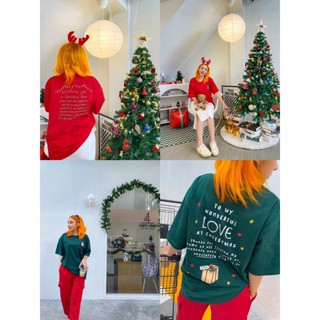 CHR🎄STM❤️S tee” เสื้อยืดลายคริสมาสต์(red,dark green)