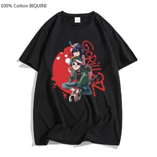 Male T-shirt Rock Band Gorillaz Tshirt Short Sleeve Gorillas Mens Tee-shirt Summer Fashion Streetweaเสื้อยืด