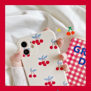 เคสซิลิโคนนิ่ม ลายผลไม้ เชอร์รี่ ป้องกันกล้อง สําหรับ IPhone 14 11 12 13 Pro Max 13 Mini X XR Xs Max 7 8 Plus SE 2022 SE 2020