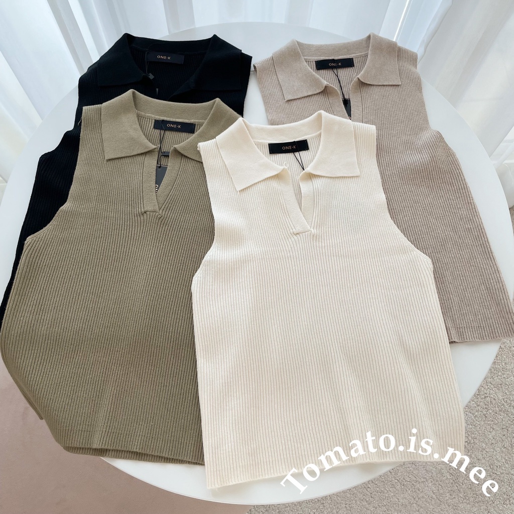 เสื้อกล้ามไหมพรม คอปก ทรงสวย ผ้าไหมพรมเนื้อนิ่ม ใส่สบาย โทนสีมินิมอล ลุคผู้ดีมาก พร้อมส่ง 5 สี!!! (178110/Y38)