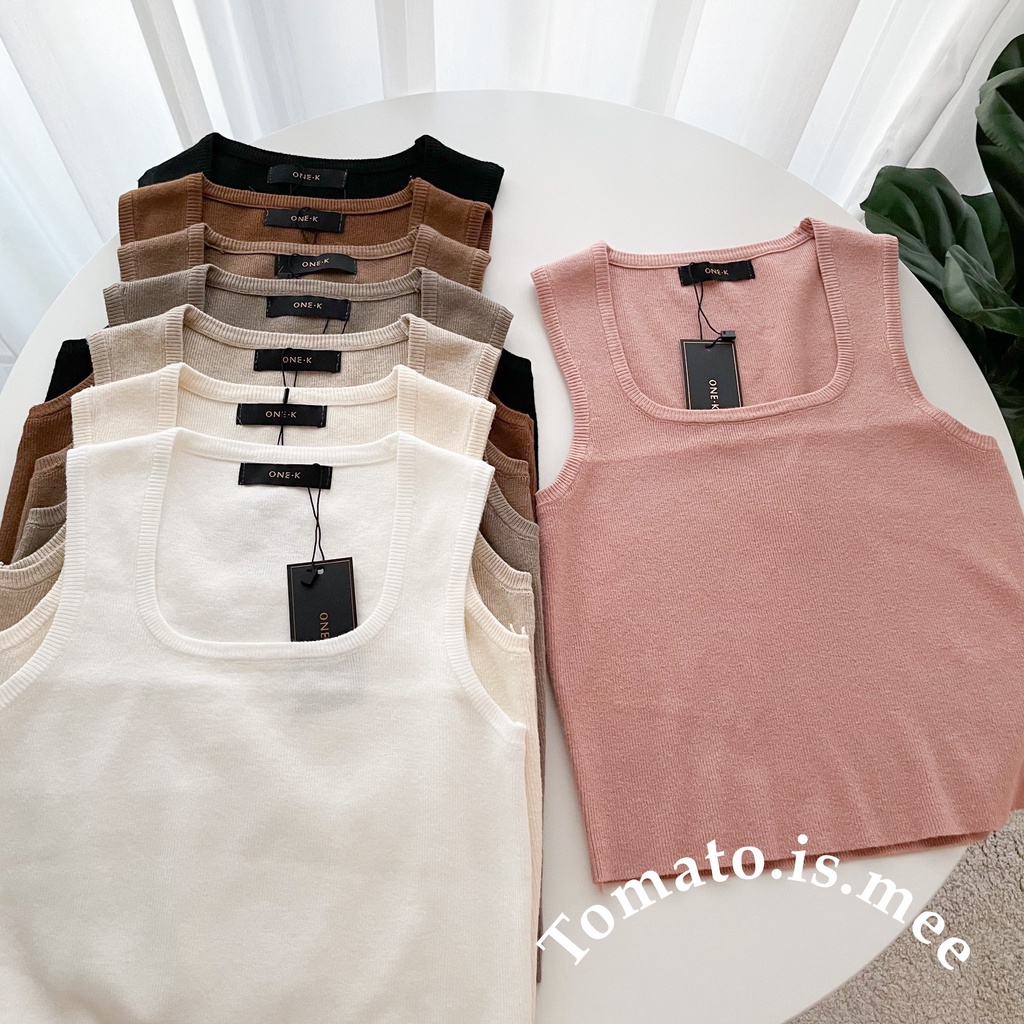 เสื้อกล้ามไหมพรมแขนกุด คอเหลี่ยม ทรงสวย ผ้าเนื้อนิ่ม ใส่สบายเว่อร์ สีเอิร์ธโทน มินิมอล พร้อมส่ง 8 สี !!! (Y43)