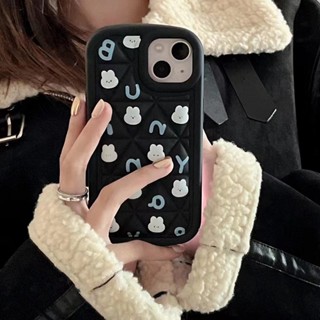 เคสโทรศัพท์มือถือ กันกระแทก ลายการ์ตูนกระต่ายแฟนซี สีดํา สําหรับ iPhone 11 11promax 12 12pro max 13 13promax 14 14plus 14promax