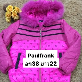 🌈🌈NewItem🌈🌈รับลมหนาว💋❗️Pink jacket wit hood ลายPaul Frank madein China อก38สีสวยทรงน่ารักใส่อุ่นๆ ขนเฟอร์ถอดออกได้