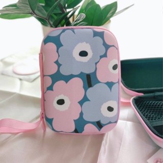 MRMK กล่องใส่ PWB , HDD , หูฟัง , เอนกประสงค์, Size L ลาย MARIMEKKO PINK GRAY งานดี evaกันกระแทก ขนาด13.5x9.5x3.5cm  798