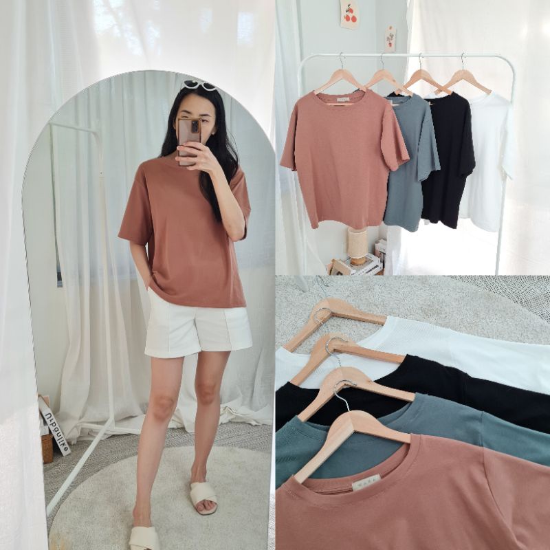 [ U22 ] WARA เสื้อคอกลมแขนสั้น โอเวอร์ไซส์ ผ้า COTTON SPANDEX