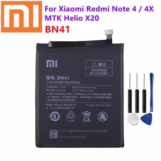 Xiao Mi ต้นฉบับ100% BN41 4100MAh แบตเตอรี่สำหรับ Xiaomi Redmi Hongmi หมายเหตุ4/Redmi หมายเหตุ4X MTK Helio x20แบตเตอรี่