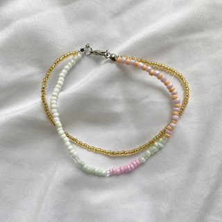 🌸 สร้อยข้อเท้าลูกปัดแฮนด์เมด รุ่น Lily 💐