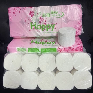 กระดาษทิชชู่ไร้แกน กระดาษชำระ Happy แพ็คละ 10 ม้วน พร้อมส่ง Happy ไร้แกน