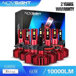 Novsight N11 9005 9006 H4 H11 H1 H3 H7 หลอดไฟหน้ารถยนต์ LED 60W 10000LM 6000K พัดลมในตัว คุณภาพสูง