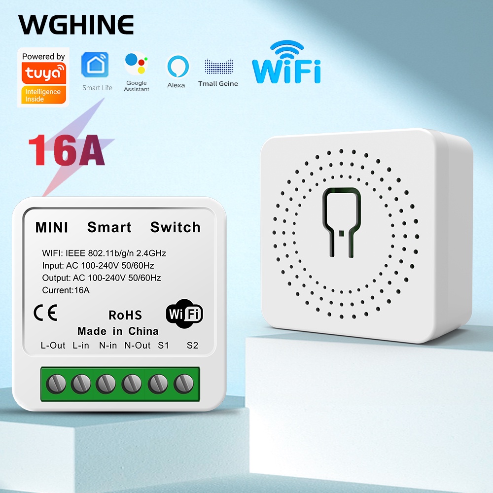สวิตช์อัจฉริยะ Wifi 16A Tuya รองรับการควบคุมผ่านแอพ Smart Life Alexa Google Home