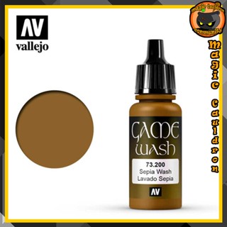 Sepia Wash 17ml. Vallejo Game Color Wash สีอะคริลิคสูตรน้ำ