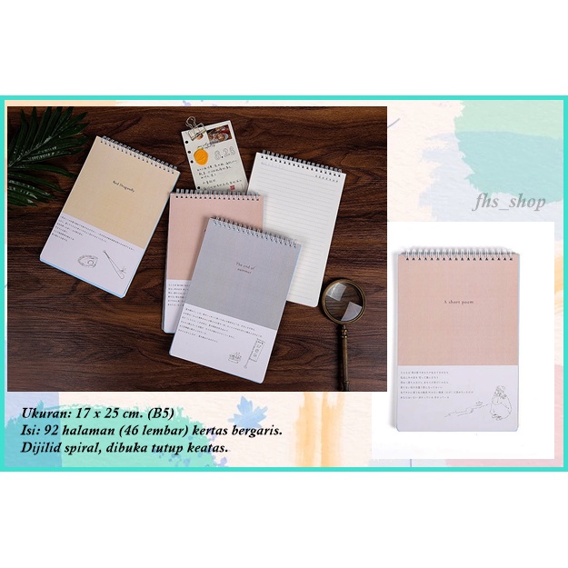 สมุดบันทึก Notepad B5 Notebook Spiral Life Lyrics Spiral Ruled Notepad B5