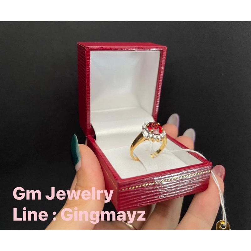 แหวนพลอยสวยมาก พลอยซองเจีย พลอยแท้พร้อมใบเซอร์ ทองคำ90% ขนาดไซค์สามารถปรับได้