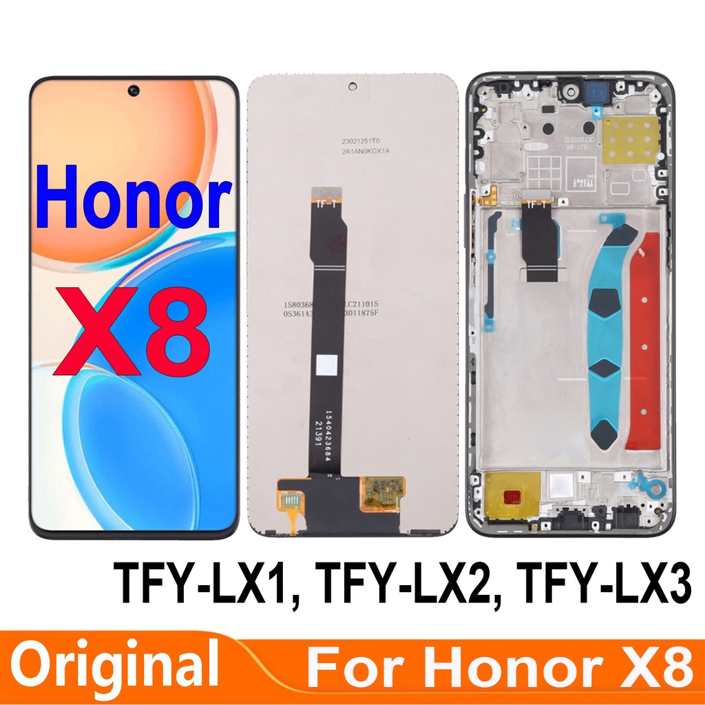 In s เป็นกระดุม Original 6.7 สําหรับ Huawei Honor X8 TFY-LX1 TFY-LX2 TFY-LX3 จอแสดงผล LCD Touch Scre