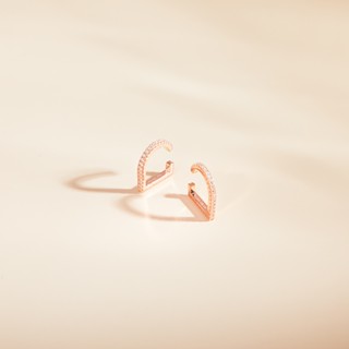 SWAN - Angle Pave Cuff ต่างหูหนีบเงินแท้ คล้องหู แบบไม่ต้องเจาะ ฝังเพชรคิวบิกเซอร์โคเนีย cubic zirconia