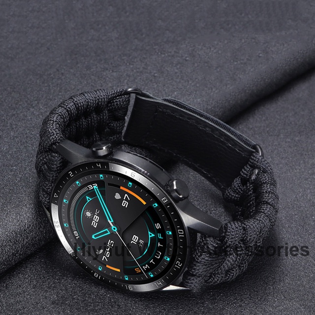 สายนาฬิกาข้อมือไนล่อนถัก หัวแบน 20 22 มม. สําหรับ Galaxy Watch 3 4 5 41 45 มม. 40 44 มม. 42 46 มม. H-uawei GT3 GT 2e GT2