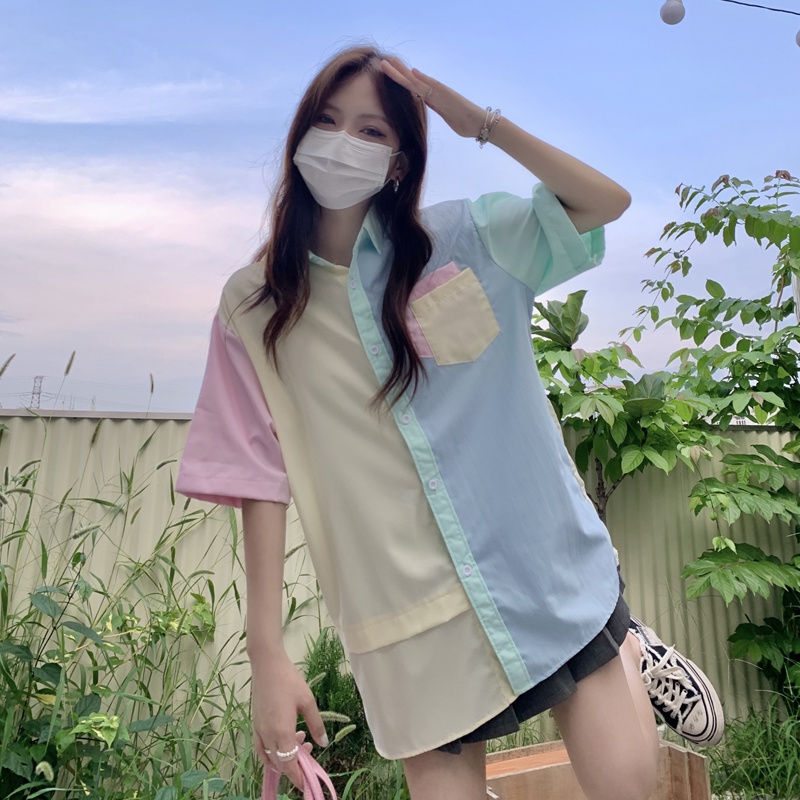 เสื้อเชิ้ตทรงoversize เนื้อผ้าดีทรงสวยใส่แมทช์ง่ายสไตล์เกาหลีสุดๆ