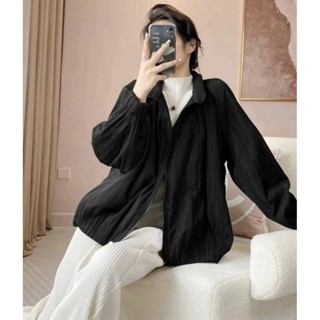 2MUAY PLEAT เสื้อกันหนาว เสื้อแจ็คเก็ตพลีทคุณภาพ รุ่น GJO4558 4สี FREE SIZE STAND UP COLLAR ZIP PLEAT JACKET / CARDIGAN