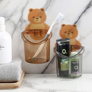 Rak Tempel Tempat Sikat Gigi Bear Rak Serbaguna Kamar Mandi Model Tempel Motif Beruang / Toothpaste Holder Stockami C452