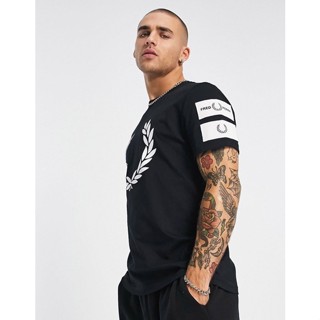 Fred Perry Badge Detail Back Print T-Shirt in Black