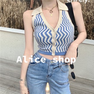 Alice  เสื้อครอป เสื้อครอปหญิง Vคอ ไหมพรม เกาหลี น่ารัก  ทันสมัย Stylish Korean Style Comfortable A20K00Z 36Z230909