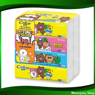 กระดาษเช็ดหน้า ไลน์เฟรนด์ Facial Tissue LINE FRIENDS 115 แผ่น (แพ็ค4ห่อ) เซลล็อกซ์ พิวริฟาย Cellox Purify กระดาษ เช็ดปาก