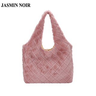 Jasmin NOIR กระเป๋าถือ กระเป๋าสะพายข้าง ขนเฟอร์ เรียบง่าย ขนาดใหญ่ สําหรับผู้หญิง