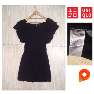 Uniqlo เดรสสีดำ แต่งแขนระบาย size M อก 36”-44” สภาพใหม่เทียบมือ1