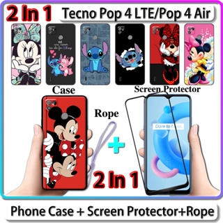 2 IN 1 เคส Tecno Pop 4 LTE Pop 4 Air เคส พร้อมกระจกนิรภัยโค้ง ป้องกันหน้าจอเซรามิค การออกแบบที่แข็งแกร่งและมินนี่