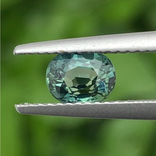 พลอย เขียวส่อง Green Sapphire (Bluish Green Sapphire ) 1.17 กะรัต (Cts.) ดิบ (Unheated) พลอยแท้