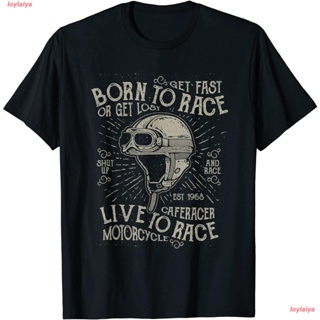 loylaiya แฟชั่นสบายๆ เสื้อ Vintage Motorcycle Caferacer T-Shirt Cotton เสื้อยืด ผ้าระบายอากาศ เสื้อยืดเเฟชั่น Men Womens