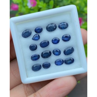 พลอย ไพลิน blue sapphire 17 เม็ด (pcs.) 10.23 กะรัต (Cts.) พลอยแท้ อัญมณีมงคลประจําวันเกิด เครื่องประดับพลอย