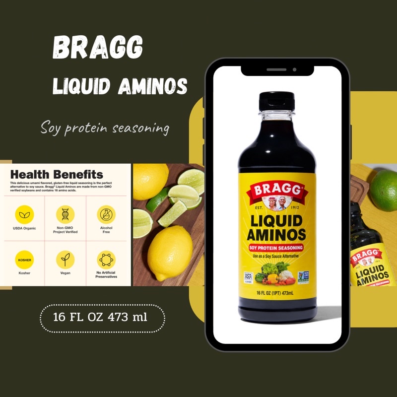 BRAGG LIQUID AMINOS SOY PROTEIN SEASONING 473 ml.