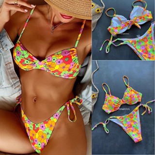 Neon floral set ทูพีชลายดอกสีนีออน ขับผิวขาวสุดๆ