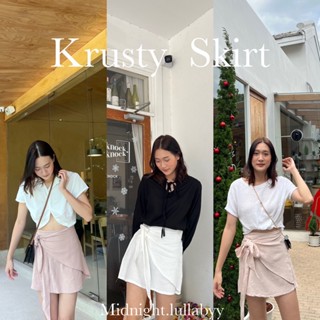 กระโปรงเอวผูก ผ้าฝ้ายอัดยับ เอวยางด้านหลัง Krusty skirt