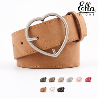 Ellastore123 เข็มขัดหนังเทียม หัวเข็มขัดโลหะผสม รูปหัวใจ สําหรับผู้หญิง ใส่ได้ทุกวัน