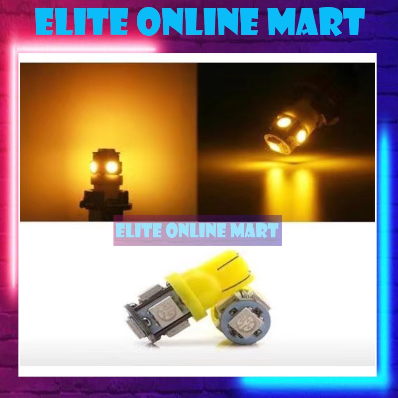 2 ชิ้น T10 5-SMD 5050 หลอดไฟ LED สีเหลือง