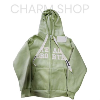 🧥เสื้อสเวตเตอร์ ไฮเอ็น ⚡ หมวกฮู๊ด เขียวอ่อน