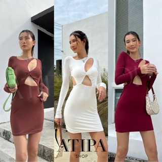 Atipashop - DRESS TERRA เดรส เดรสสั้น ทรงแขนยาว มีดีเทลเว้า สุดเซ็กซี่