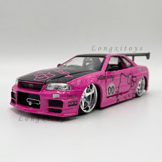 โมเดลรถยนต์จําลอง 1:24 Diecast Brians Nissan Skyline GT-R BNR34 ของเล่นสําหรับเด็ก