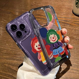 เคสโทรศัพท์มือถือแบบนิ่ม TPU ใส กันกระแทก ลายตัวตลกน่ารัก สําหรับ IPhone 14 13 12 11 Pro XS Max X XR 7 8 6 6S Plus