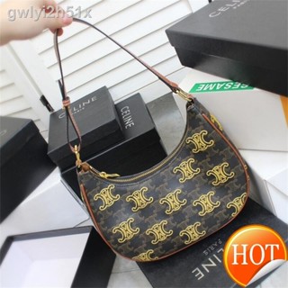 ▨✳【Free Shipping】CowhideOriginal factory Street Fashion Women Underarm Bag Retro Old Flower Saddle Bag Single Shoulder B