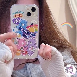 🌈Casing🌸 เคสโทรศัพท์มือถือแบบนิ่ม กันกระแทก ลายการ์ตูนหมี สีรุ้ง สําหรับ iPhone 14 13 12 11 Pro Max SE2020 X XR Xs Max 7 8 6 6s Plus