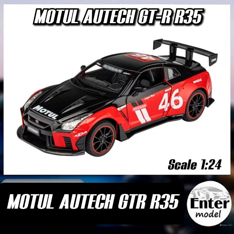 โมเดลรถเหล็ก มีเสียงมีไฟ MOTUL AUTECH NISSAN GTR R35 ยาว20cm Scale1/24