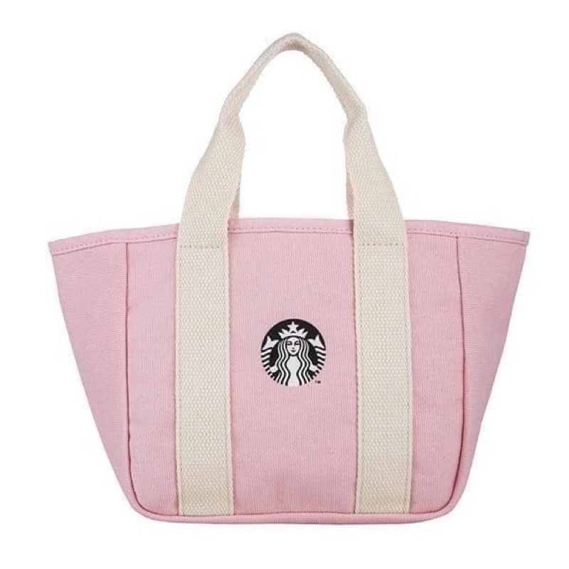 กระเป๋าshopping bag Starbucks ชมพูพาสเทลน่ารักมาก