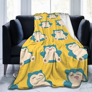 Snorlax Anmie ผ้าห่ม ผ้ากํามะหยี่ ลายมังงะน่ารัก ระบายอากาศ ให้ความอบอุ่น สําหรับเตียงนอน เดินทาง