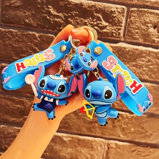 T พวงกุญแจ จี้การ์ตูน Stitch น่ารัก ยางนิ่ม สําหรับห้อยกระเป๋านักเรียน