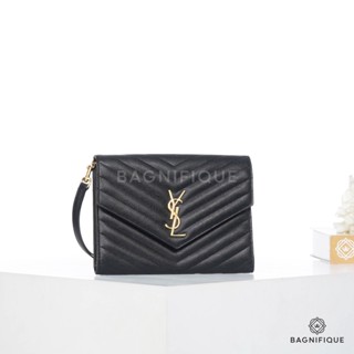 YSL CLUTCH 9 BLACK CHEVRON GHW