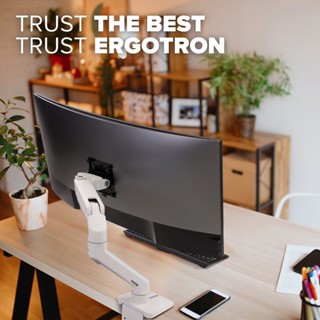 Ergotron HX Desk Mount Heavy Monitor Arm (Matte Black/White Bright)